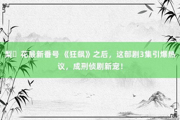 梨々花最新番号 《狂飙》之后，这部剧3集引爆热议，成刑侦剧新宠！