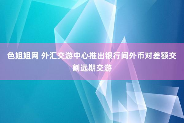 色姐姐网 外汇交游中心推出银行间外币对差额交割远期交游