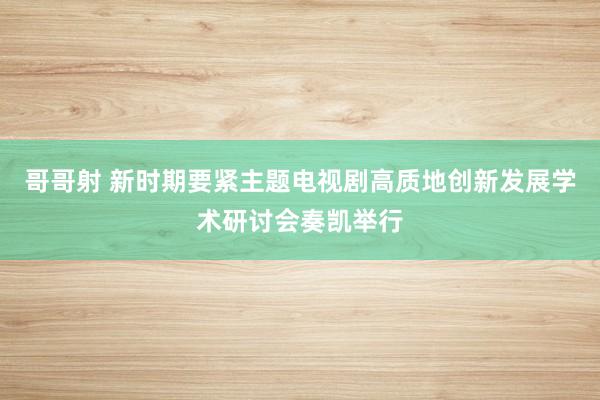 哥哥射 新时期要紧主题电视剧高质地创新发展学术研讨会奏凯举行