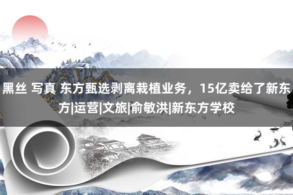 黑丝 写真 东方甄选剥离栽植业务，15亿卖给了新东方|运营|文旅|俞敏洪|新东方学校