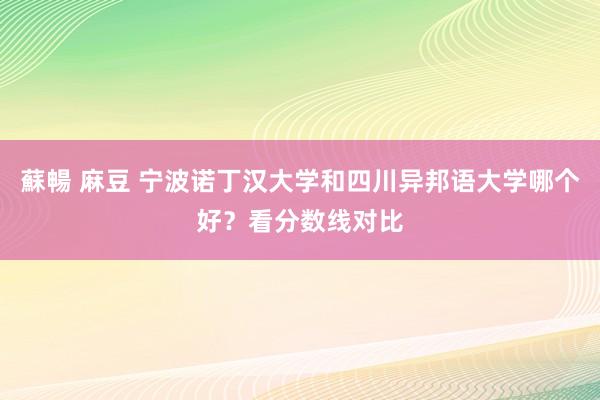 蘇暢 麻豆 宁波诺丁汉大学和四川异邦语大学哪个好？看分数线对比